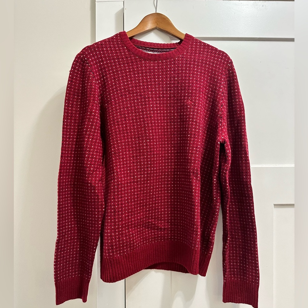 Original Penguin Wool Men's Red Sweater Size XL Knit Embroidered Design Winter